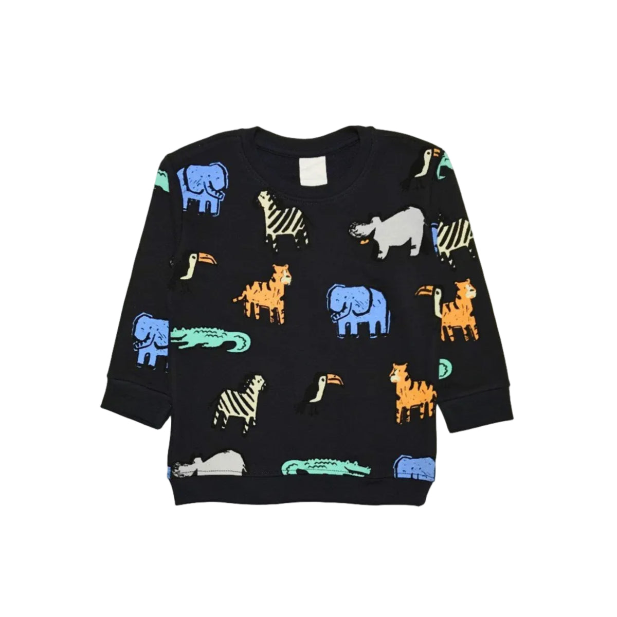 Animals Print Terry sweatshirt-Black