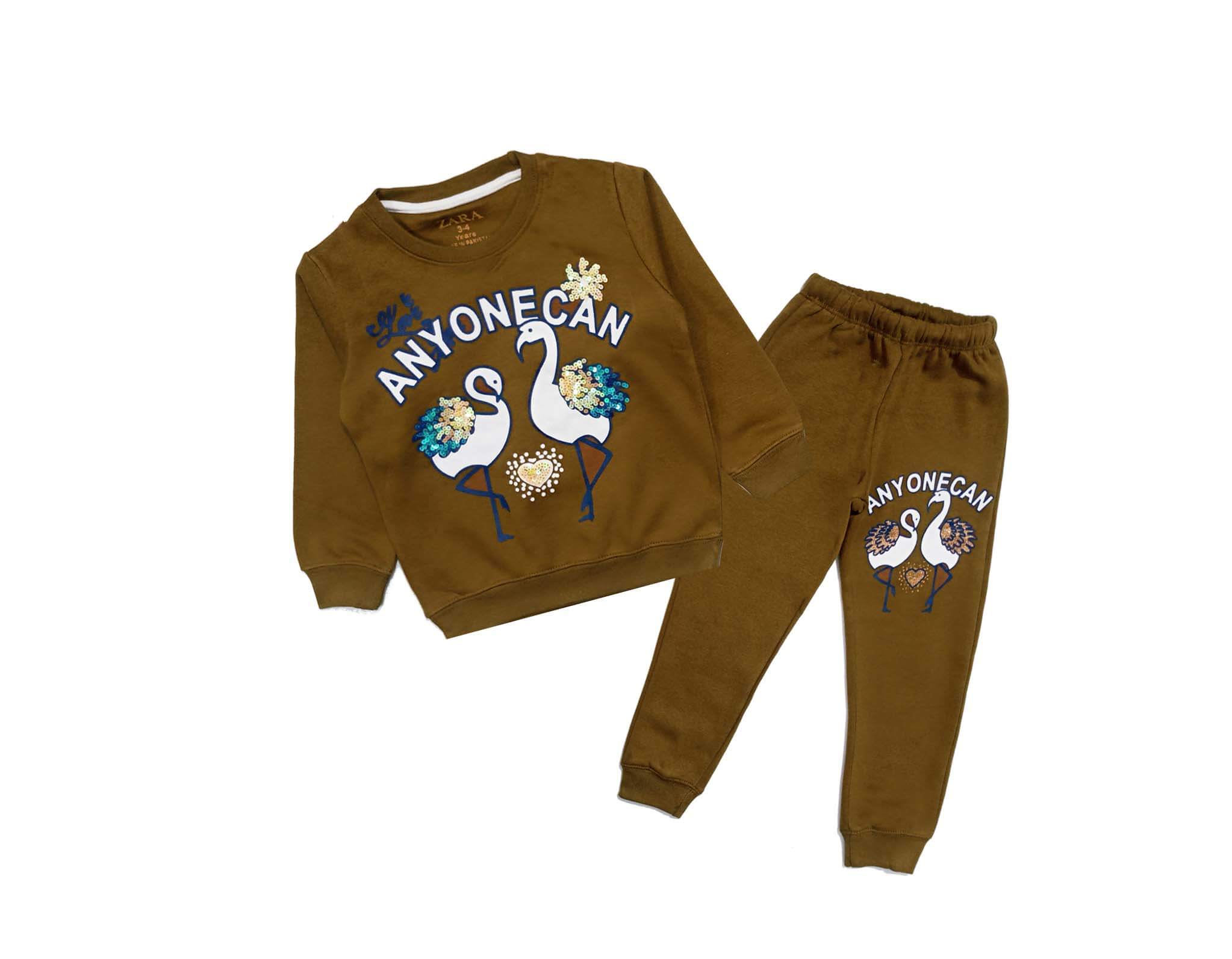 Anyone Can Sequence Flamingo Fleece Tracksuit - Brown