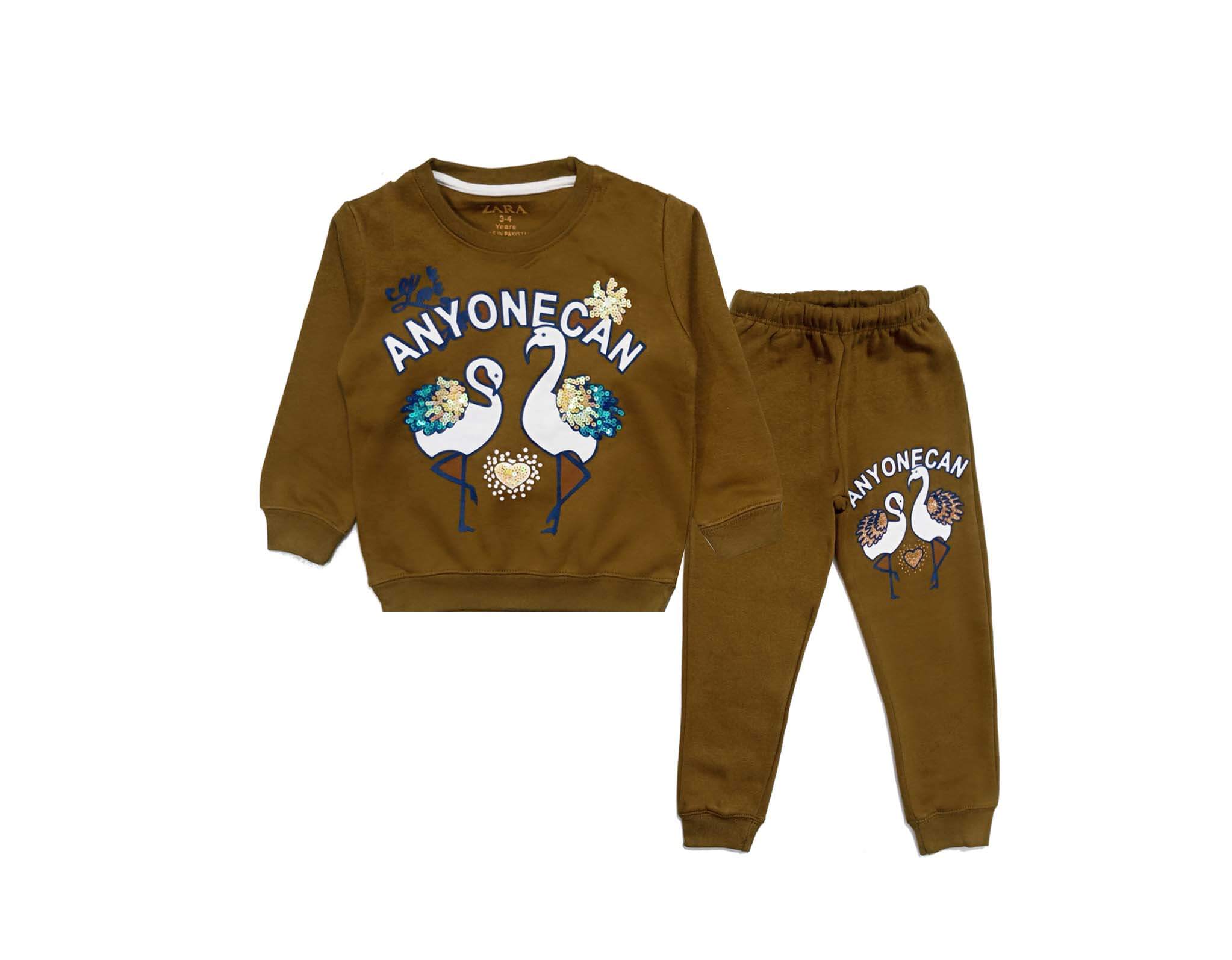 Anyone Can Sequence Flamingo Fleece Tracksuit - Brown