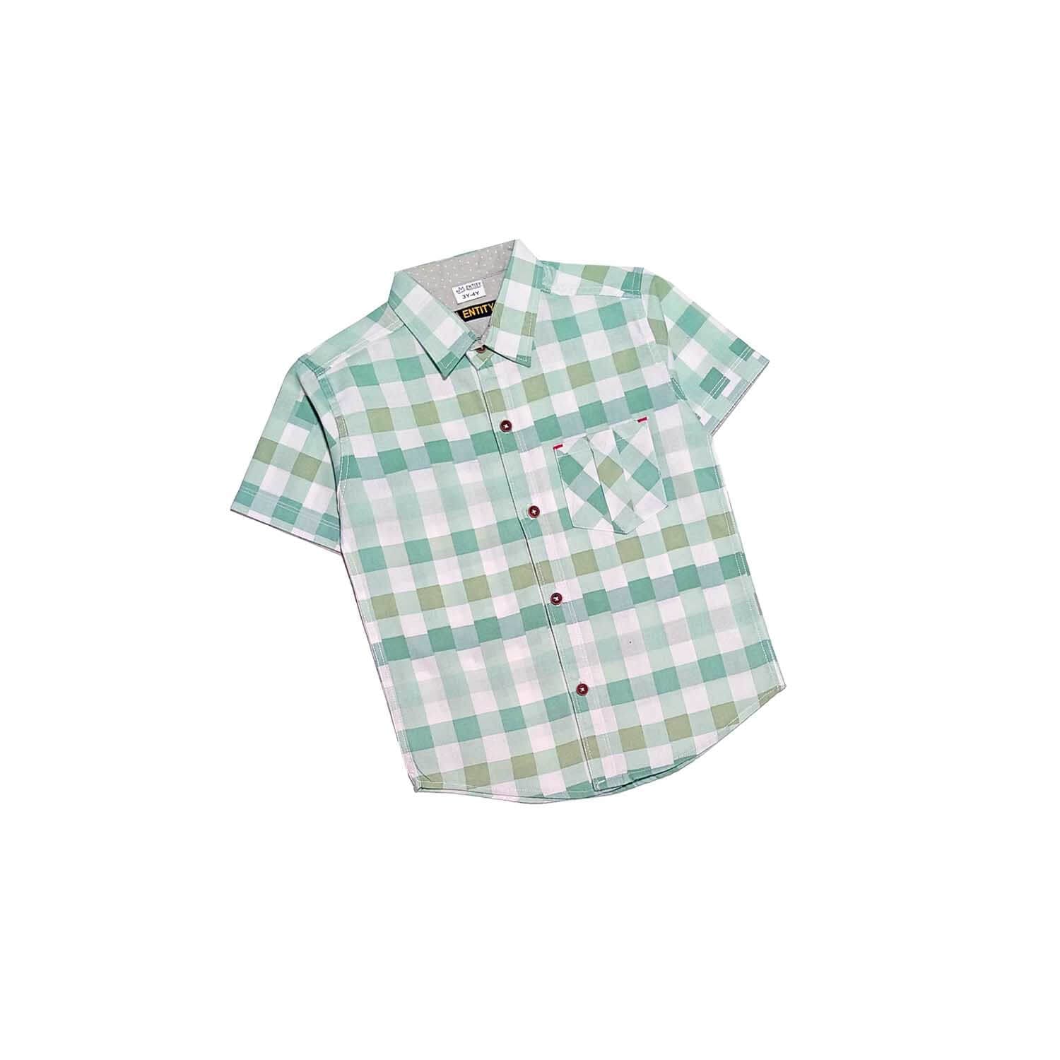 Aqua Checked With Pocket Casual Shirt - White