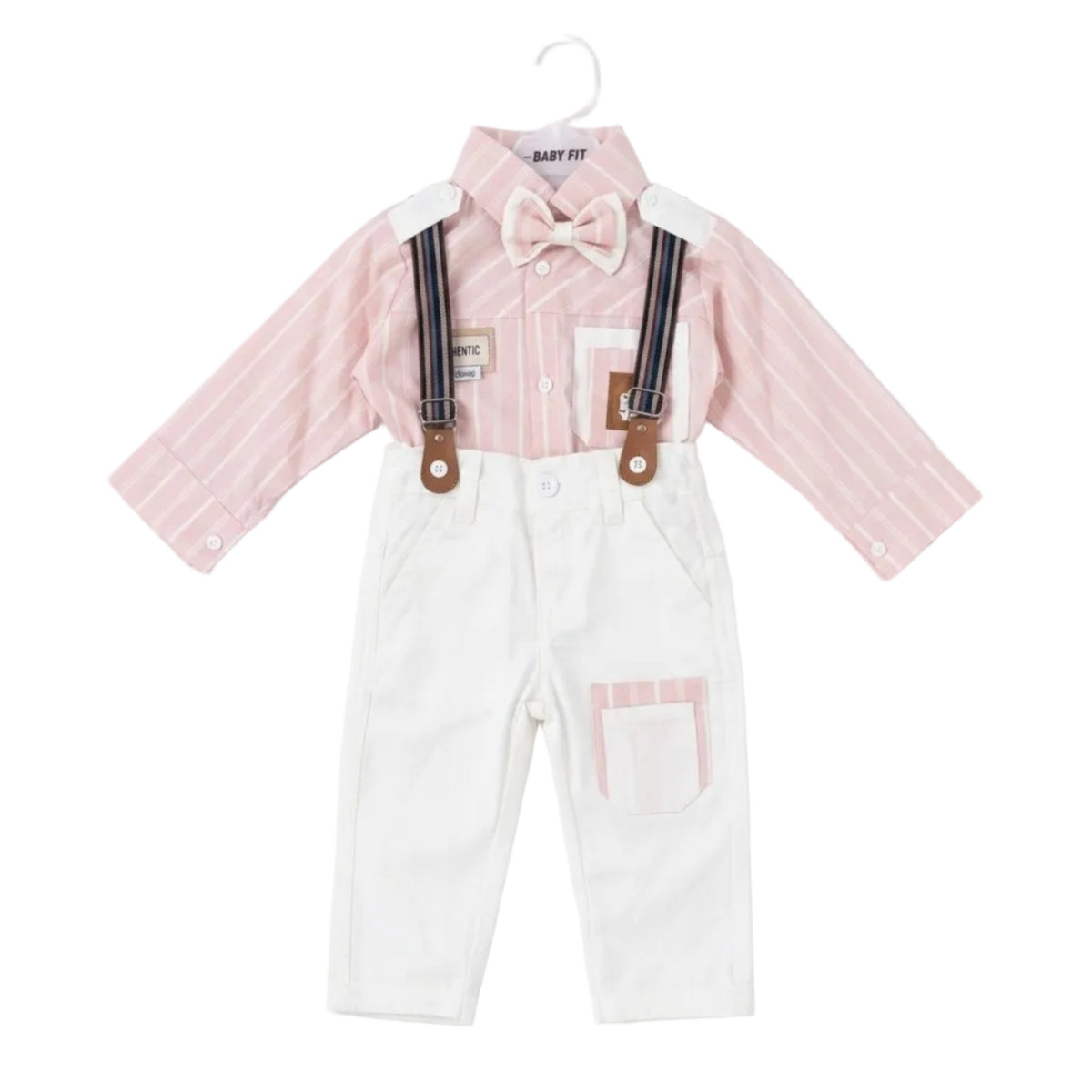 Authentic Casual Strips Shirt & Light Soft Denim - Peach Pink