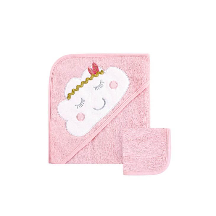 Baby Boho Cloud Hooded Towel - Baby Pink