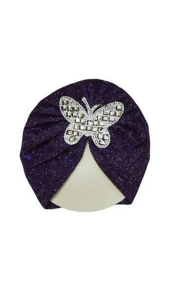 Baby Moonlight Butterfly Motifs Turban Cap Elastic Stretch