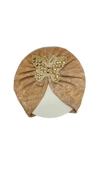 Baby Moonlight Butterfly Motifs Turban Cap Elastic Stretch
