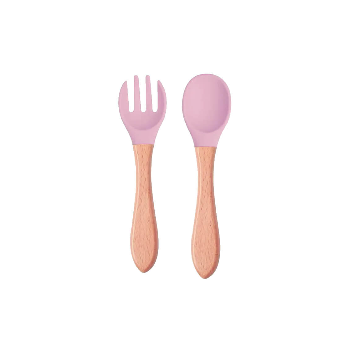Baby Silicon Spoon and Fork Set Soft Tip Spoon For Kids -Pink