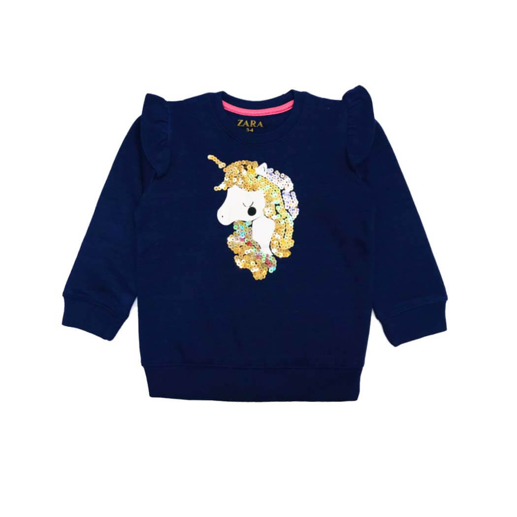 Baby Unicorn Sequence Sweatshirt - Navy Blue