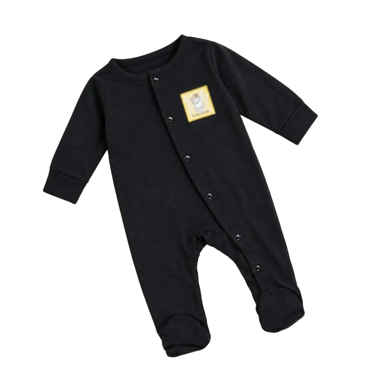 Baby Chest Badge Romper - Black