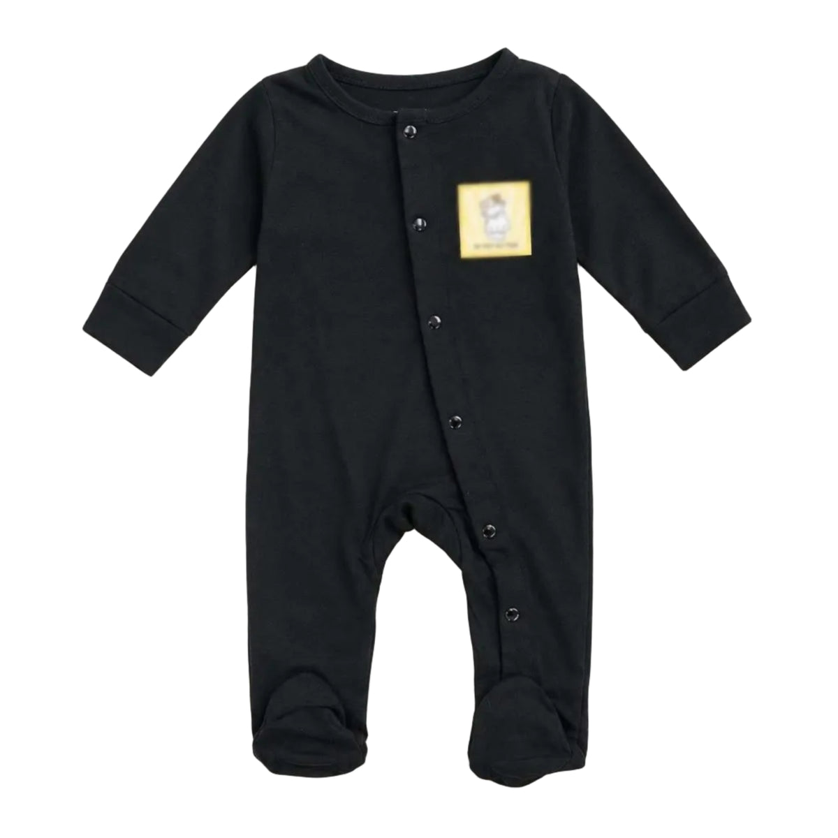 Baby Chest Badge Romper - Black