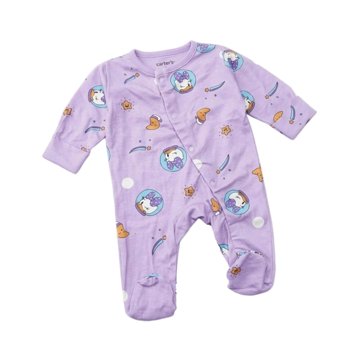 Baby Lavender Daisy Duck Footed Romper - Purple