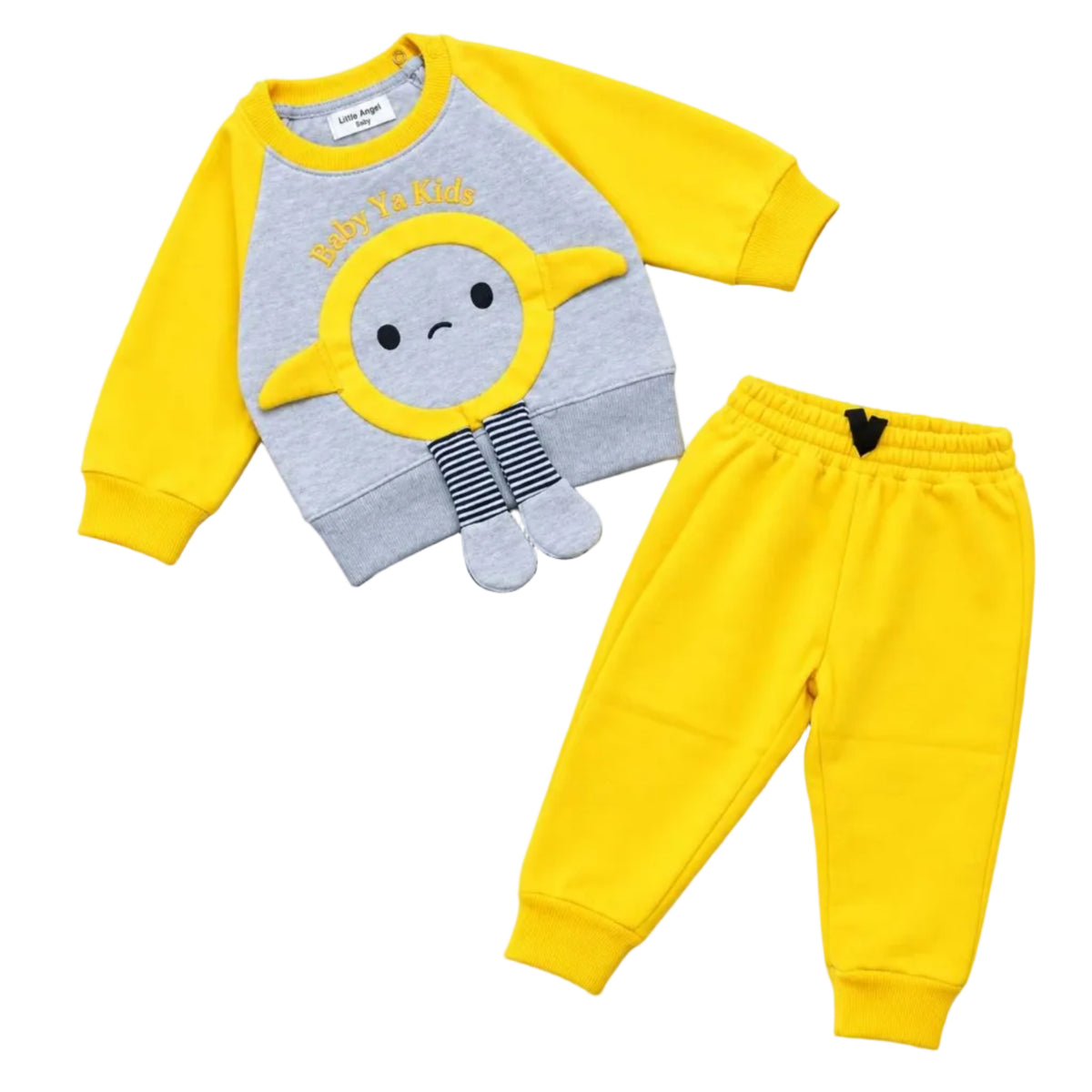 Baby Ya Kids Fleece Tracksuit - Grey &  Yellow