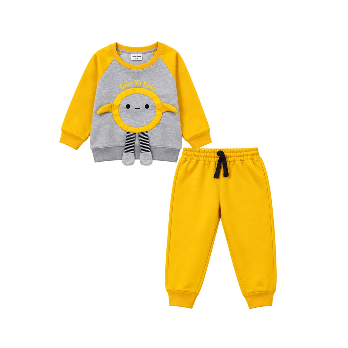 Baby Ya Kids Fleece Tracksuit - Grey & Yellow