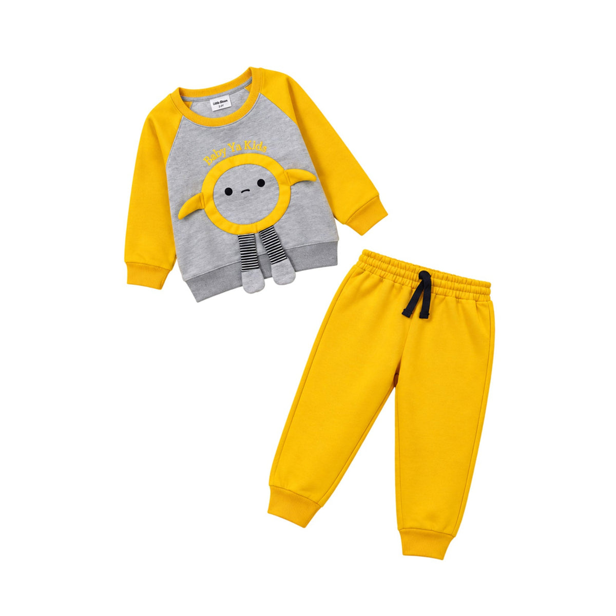 Baby Ya Kids Fleece Tracksuit - Grey & Yellow