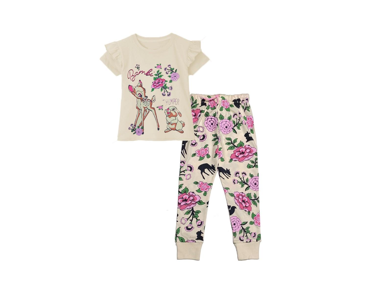 Bambi Thumper Frill Tee Shirt &amp; Printed Trouser - Skin