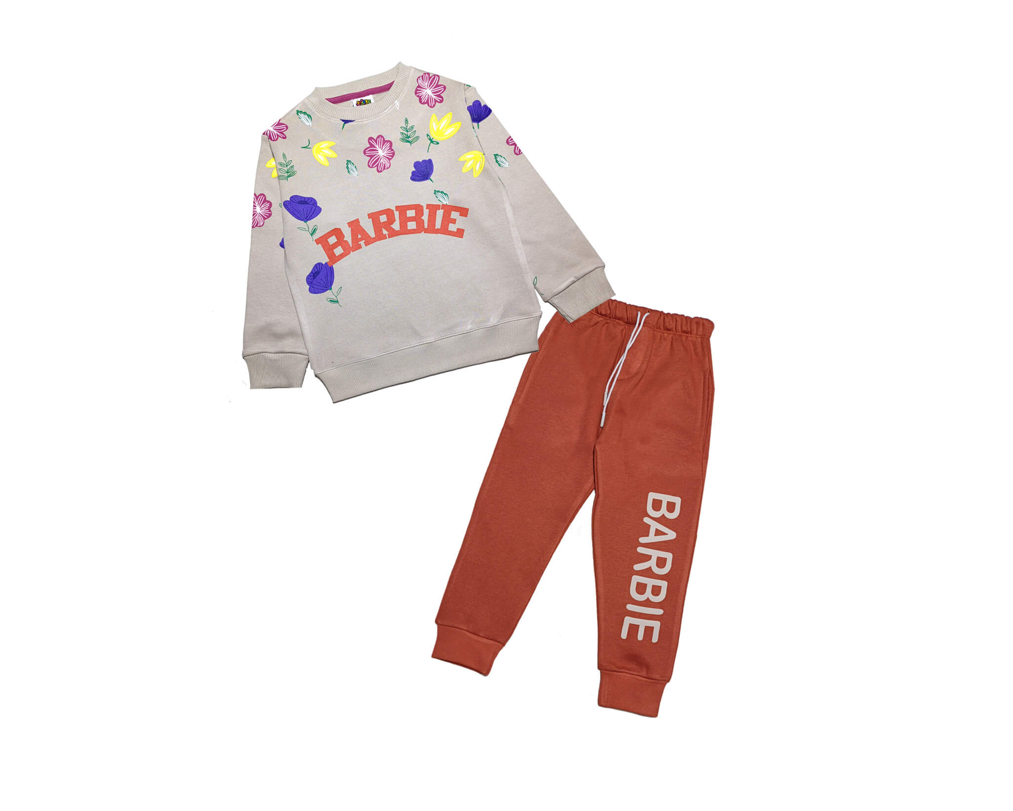 Barbie Floral Fleece Tracksuit - Skin &amp; Rust