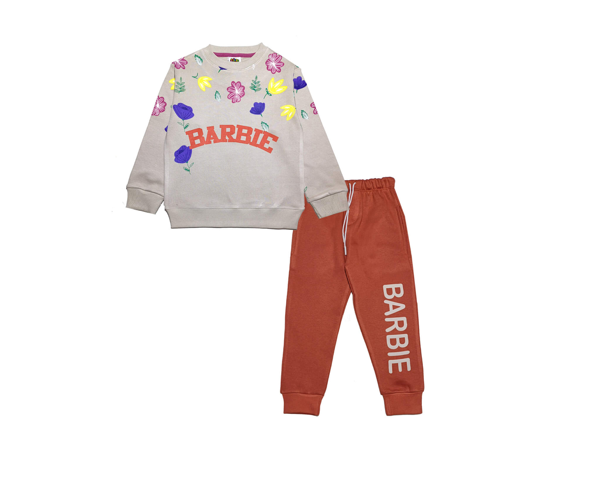 Barbie Floral Fleece Tracksuit - Skin &amp; Rust
