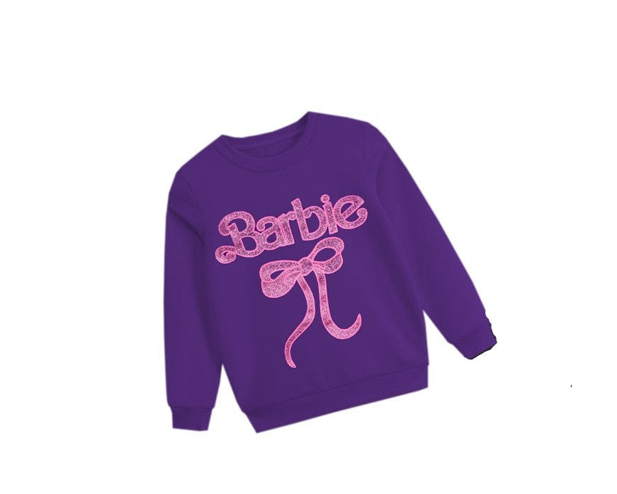 Barbie Bow Glitter Fleece Sweatshirt - Purple