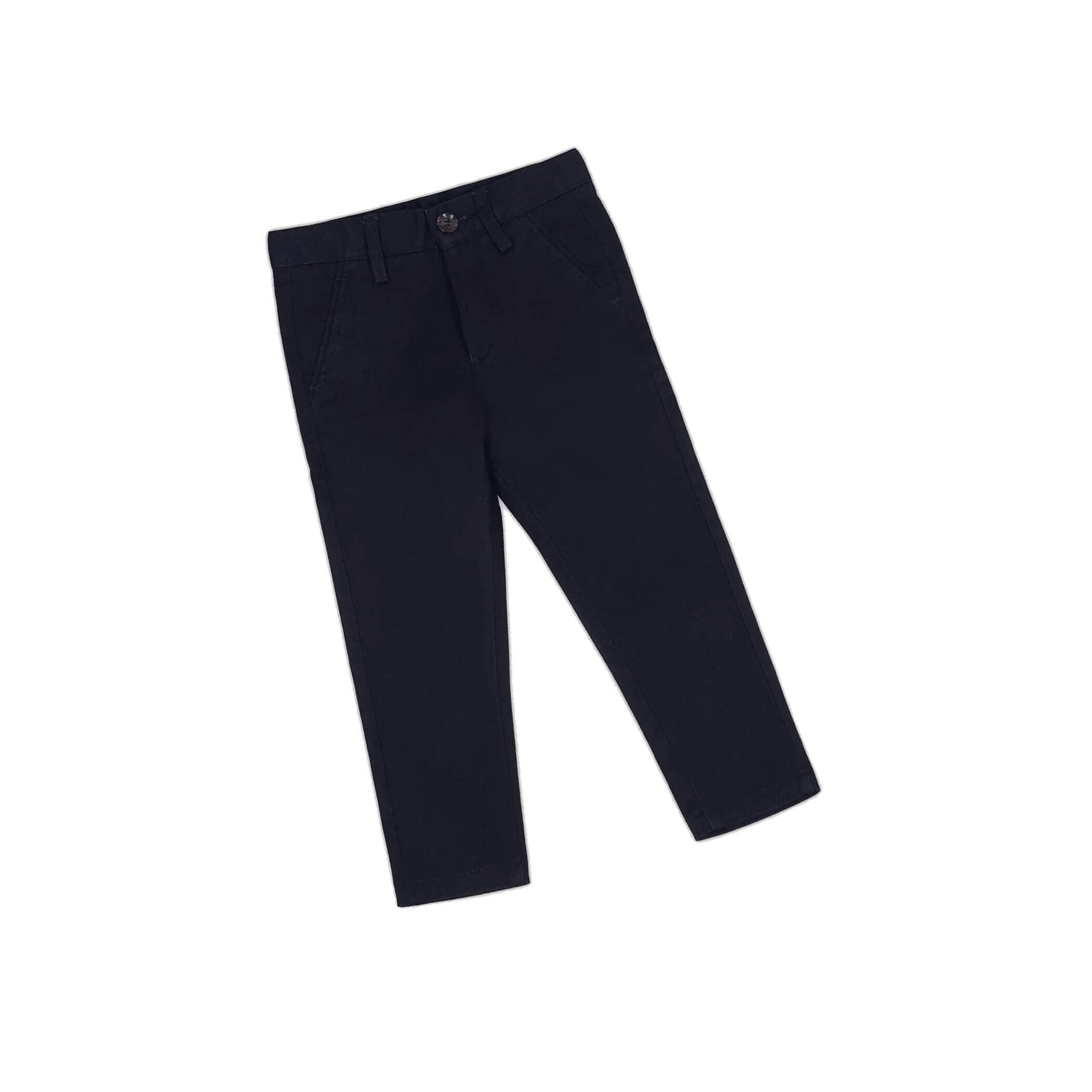 Basic Slim Fit Kids Twill Cotton Chino Pant-Black