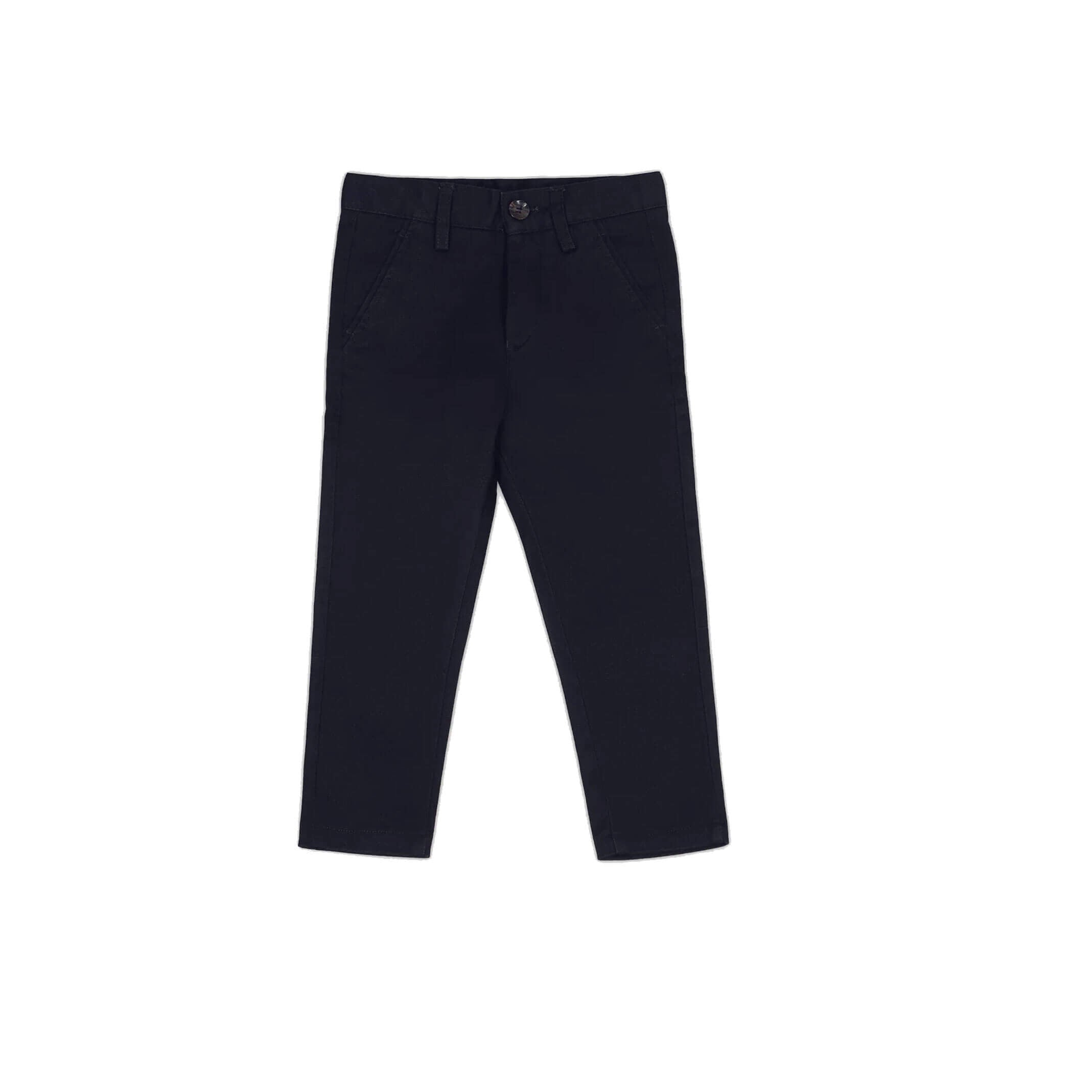 Basic Slim Fit Kids Twill Cotton Chino Pant-Black
