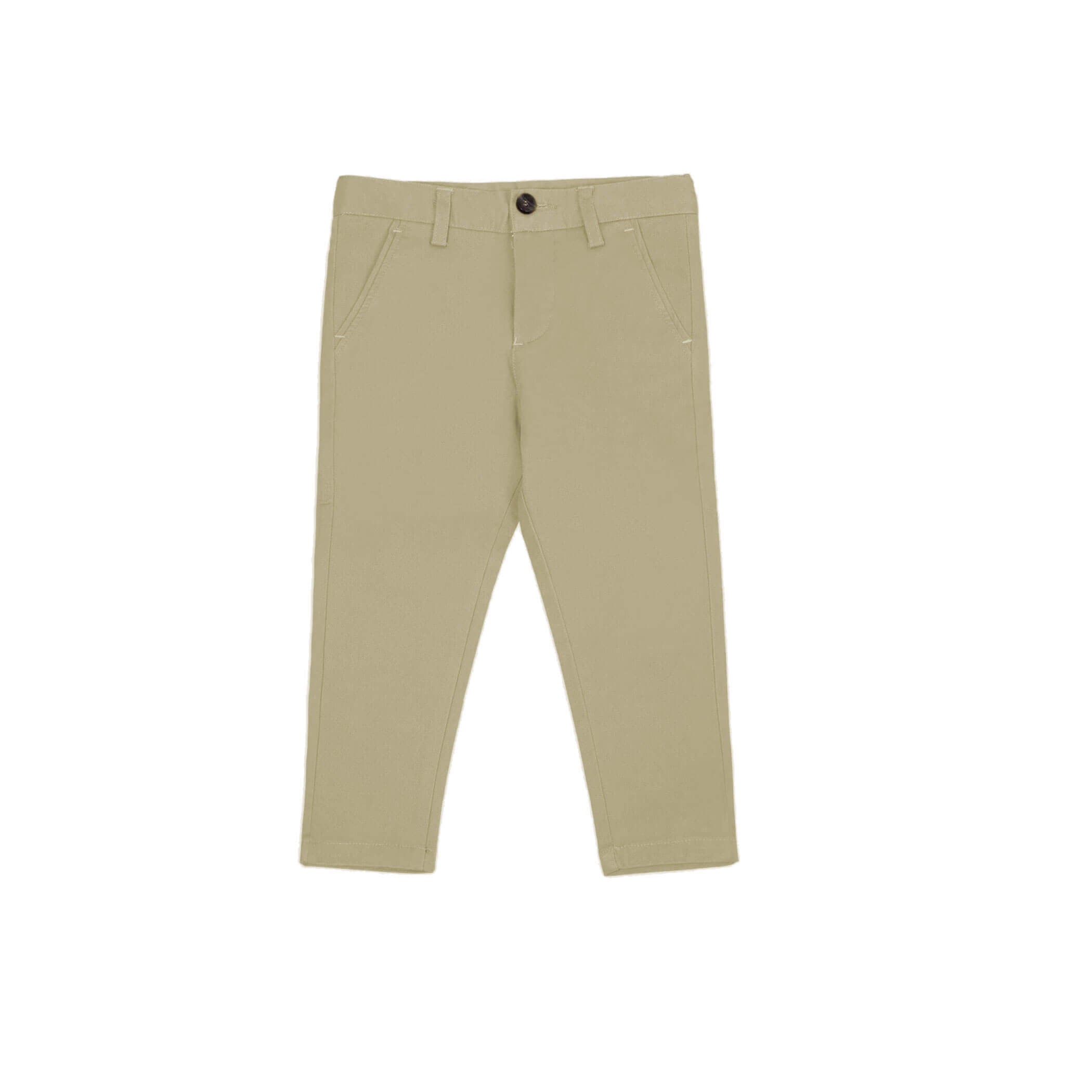 Basic Slim Fit Kids Twill Cotton Chino Pant-Khaki