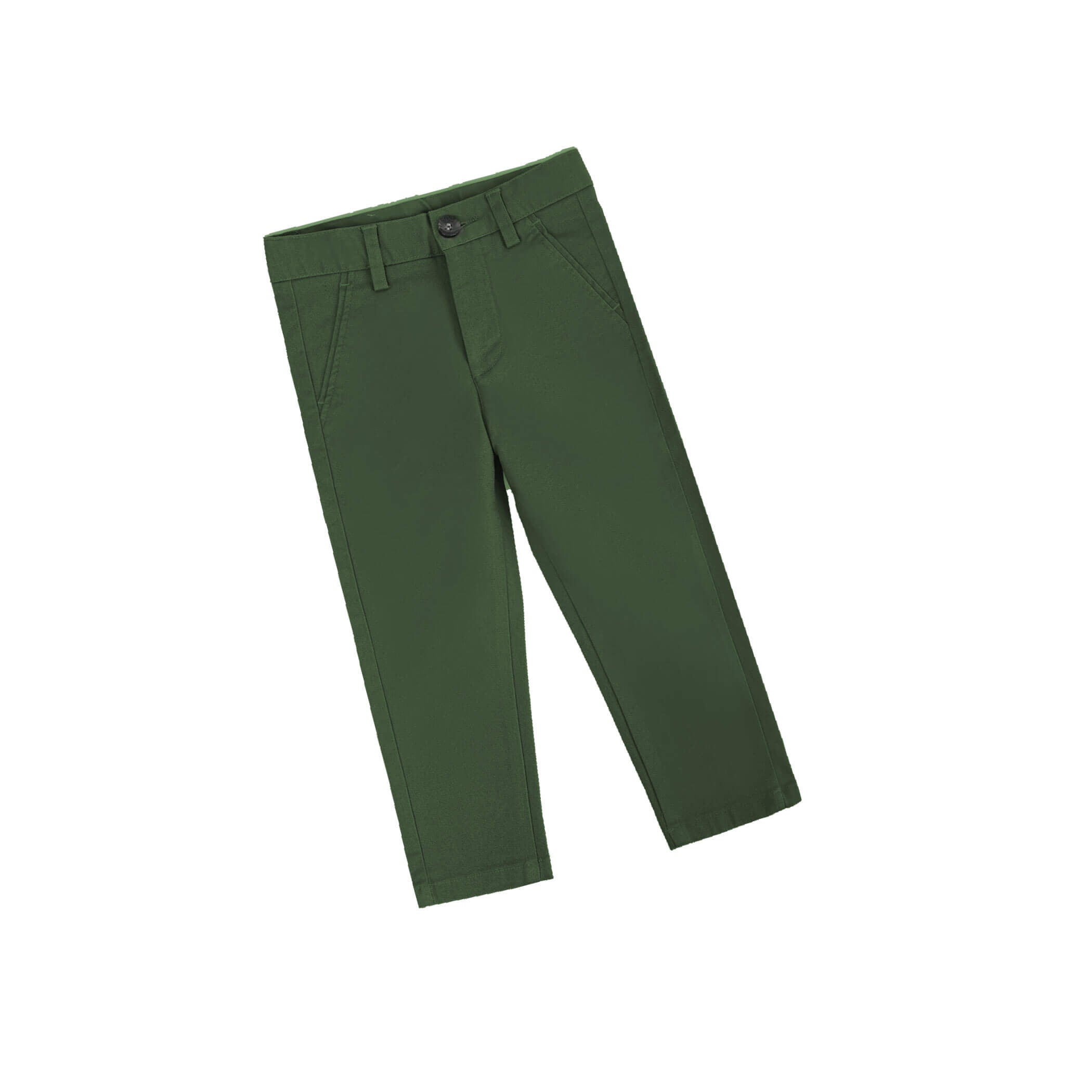 Basic Slim Fit Kids Twill Cotton Chino Pant-Olive Green