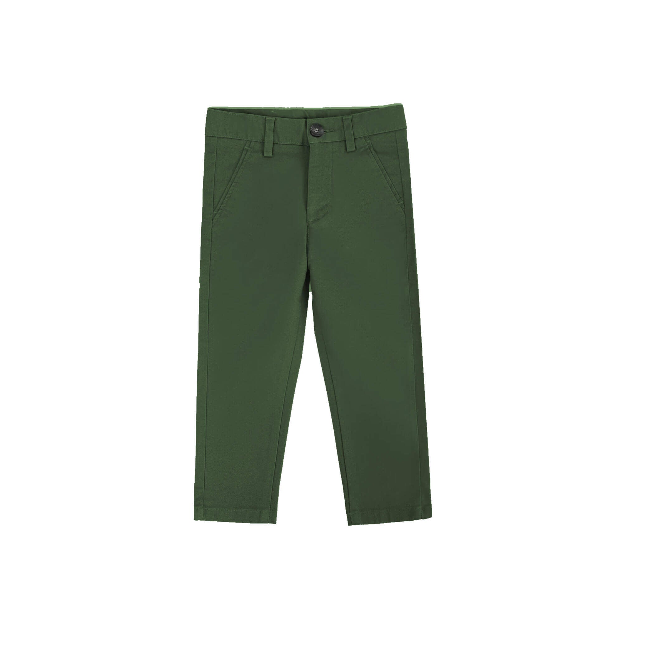Basic Slim Fit Kids Twill Cotton Chino Pant-Olive Green