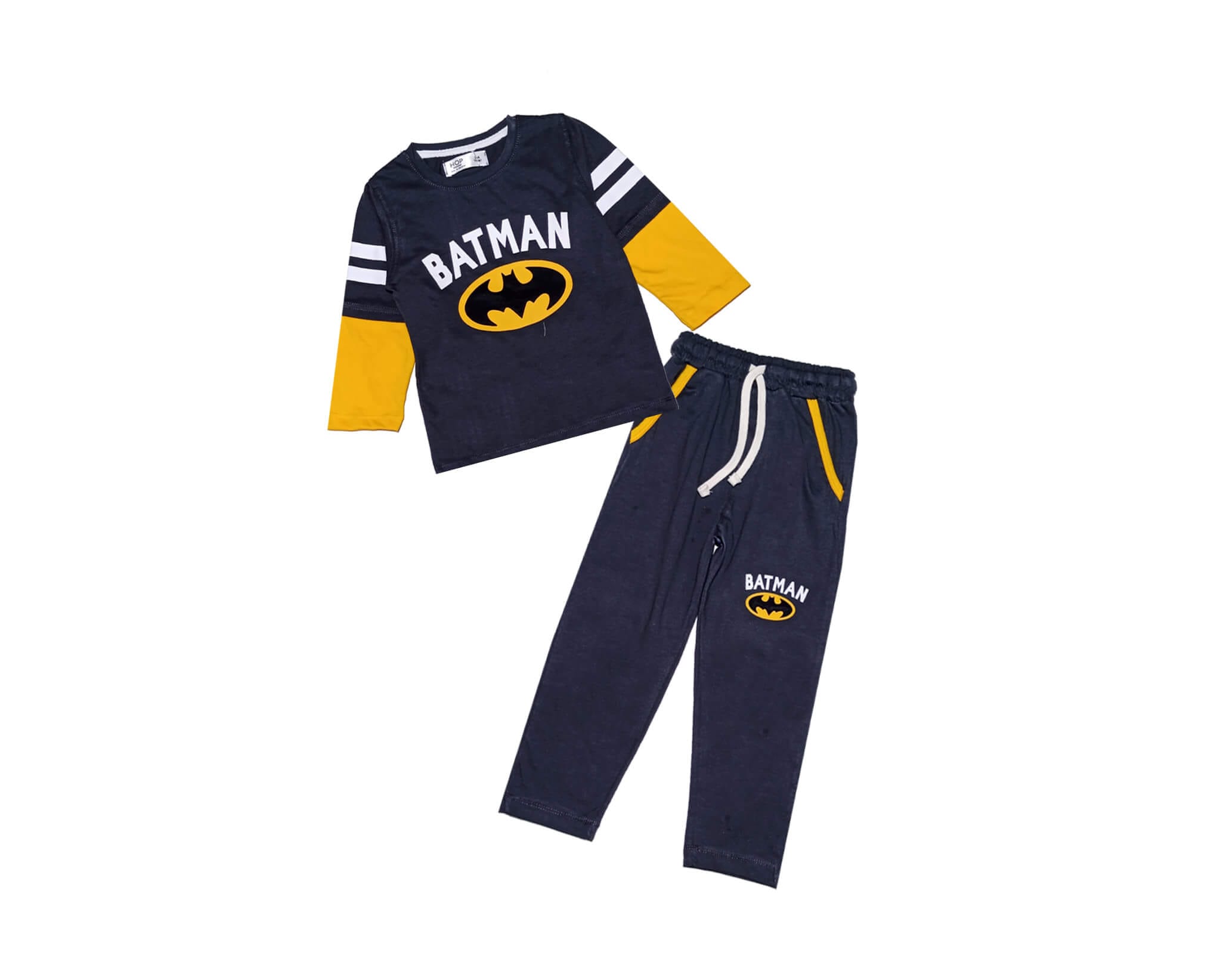 Batman Doubal Panal Full Sleeves Tee &amp; Trouser - Charcoal