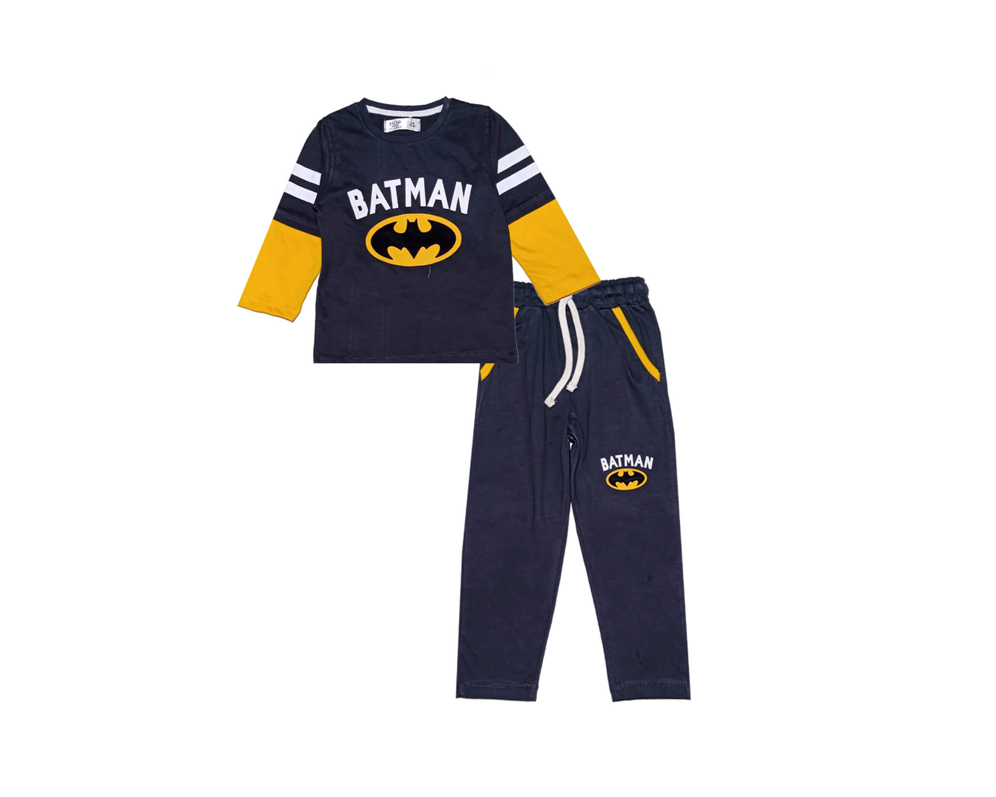 Batman Doubal Panal Full Sleeves Tee &amp; Trouser - Charcoal