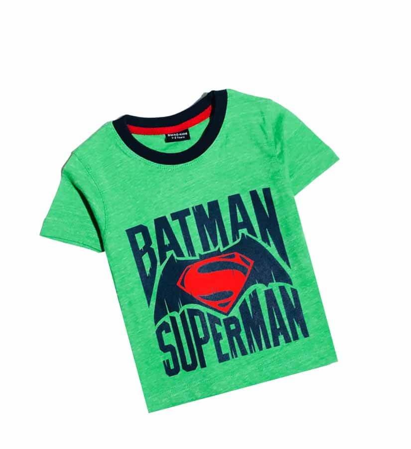 Batman & Superman Tee Shirt - Mint Green