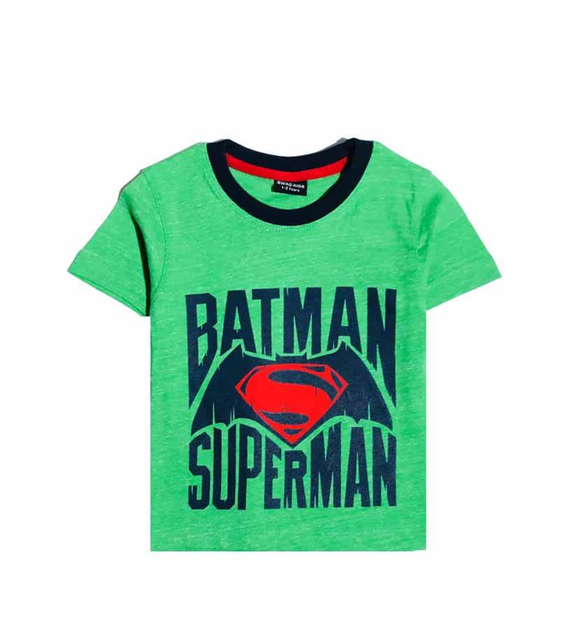 Batman & Superman Tee Shirt - Mint Green