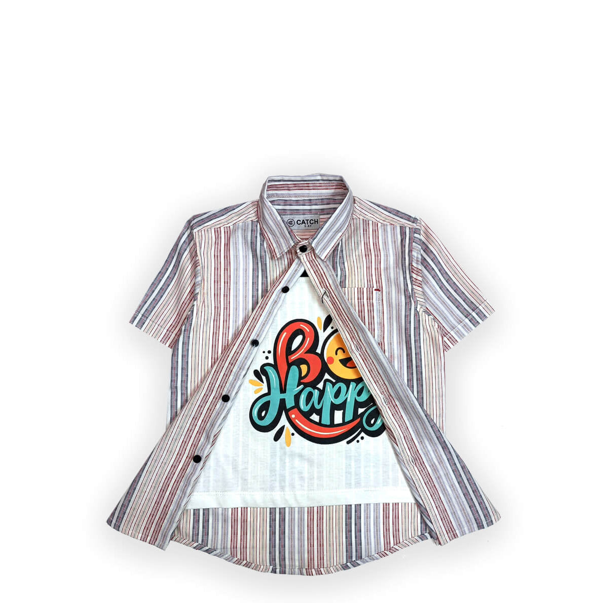 Be Happy Double Casual Shirt - Multi Color Lines