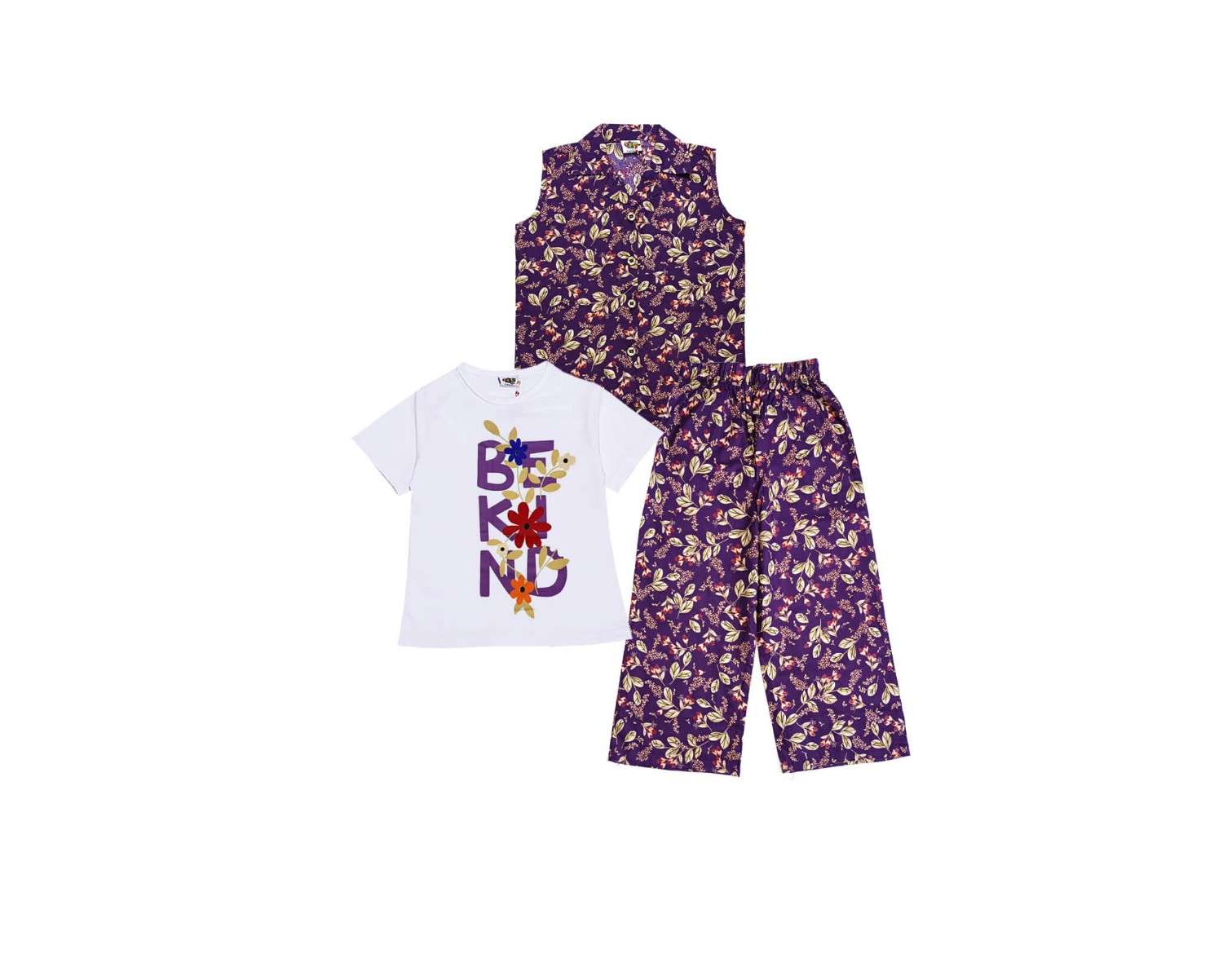 BeKindSpringFlowerSleevelessCoatInner_Trouser-Purple