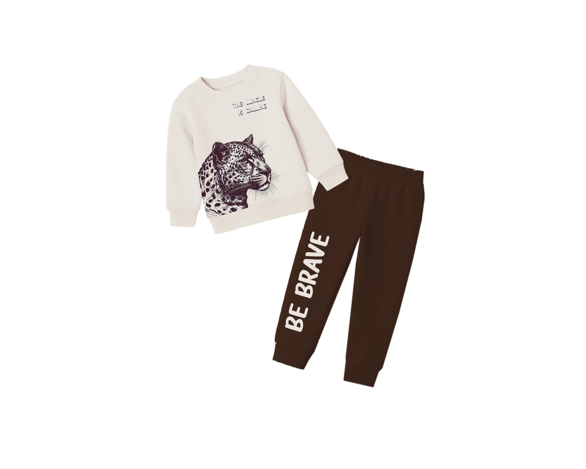 Be Brave Fleece Tracksuit Skin & Dark Brown1
