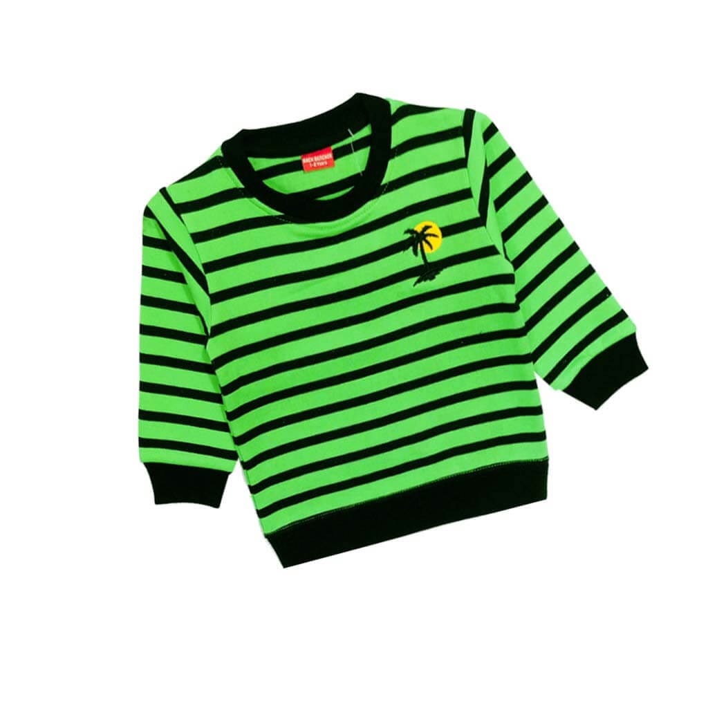 Beach Tree Green &amp; Black Strips Fleece Sweatshirt