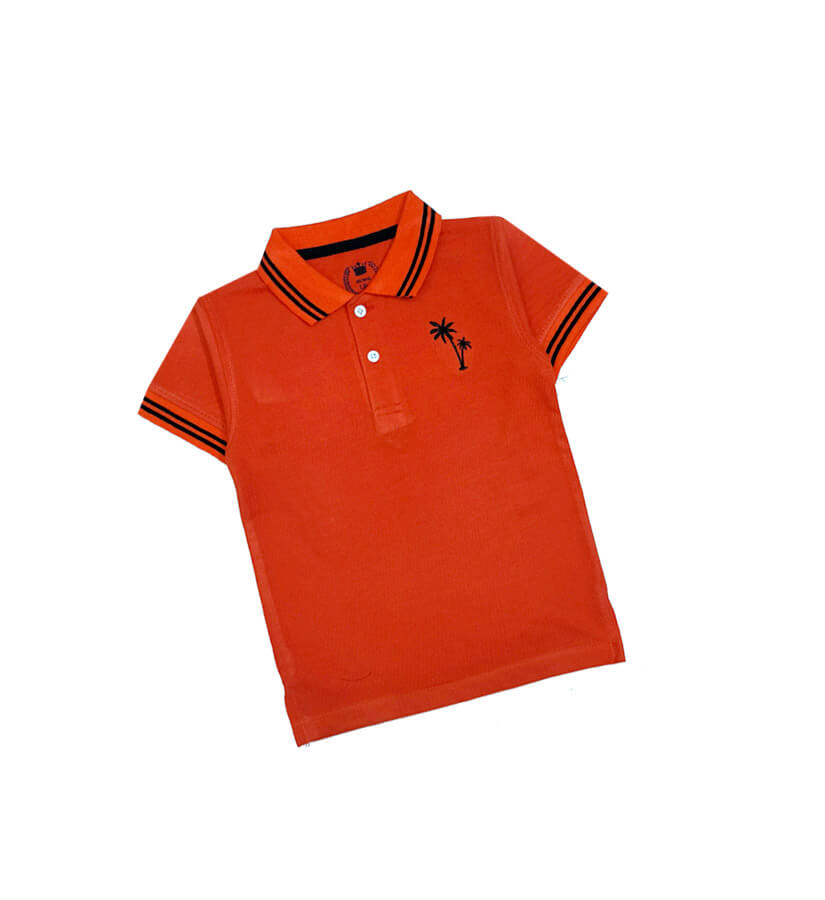 Beach Tree Tipping Colar Polo Shirt – Orange