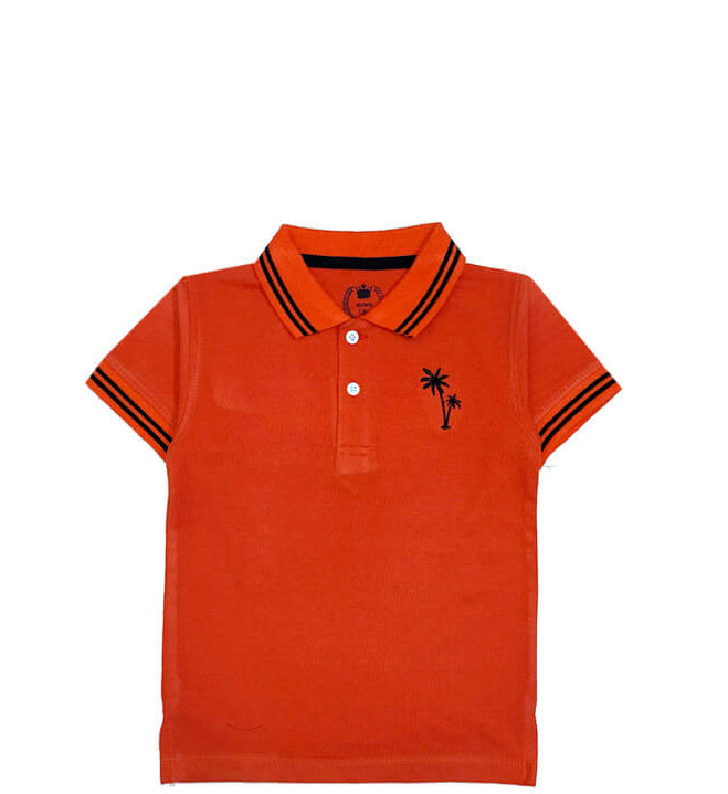Beach Tree Tipping Colar Polo Shirt – Orange
