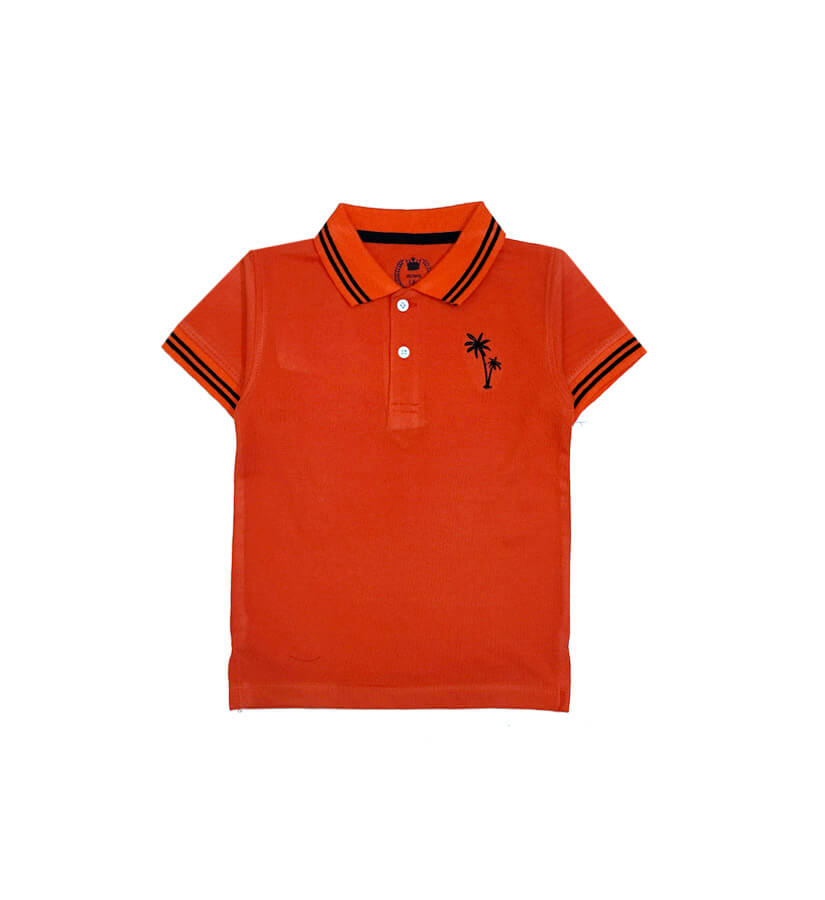 Beach Tree Tipping Colar Polo Shirt – Orange
