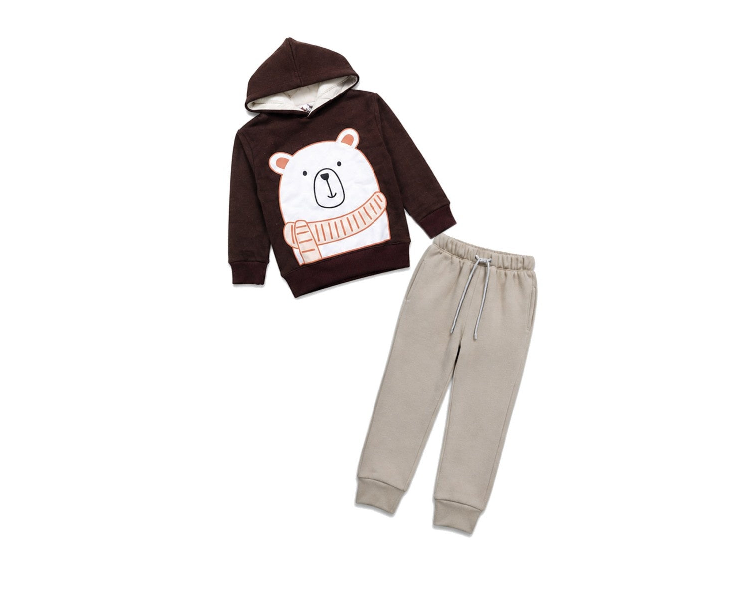 Bear Buddy Fleece Tracksuit - Maroon & Gray
