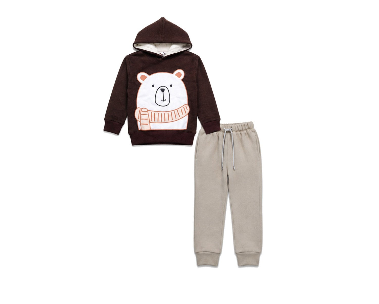 Bear Buddy Fleece Tracksuit - Maroon & Gray