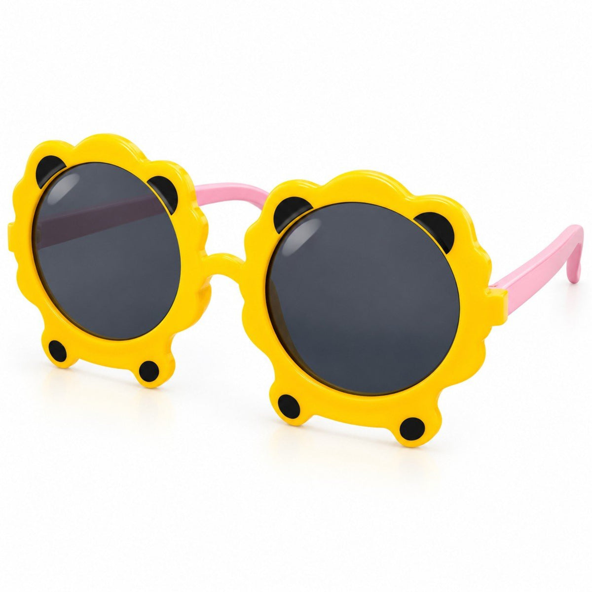  Bear Face Round Sunglasses - Yellow & Pink