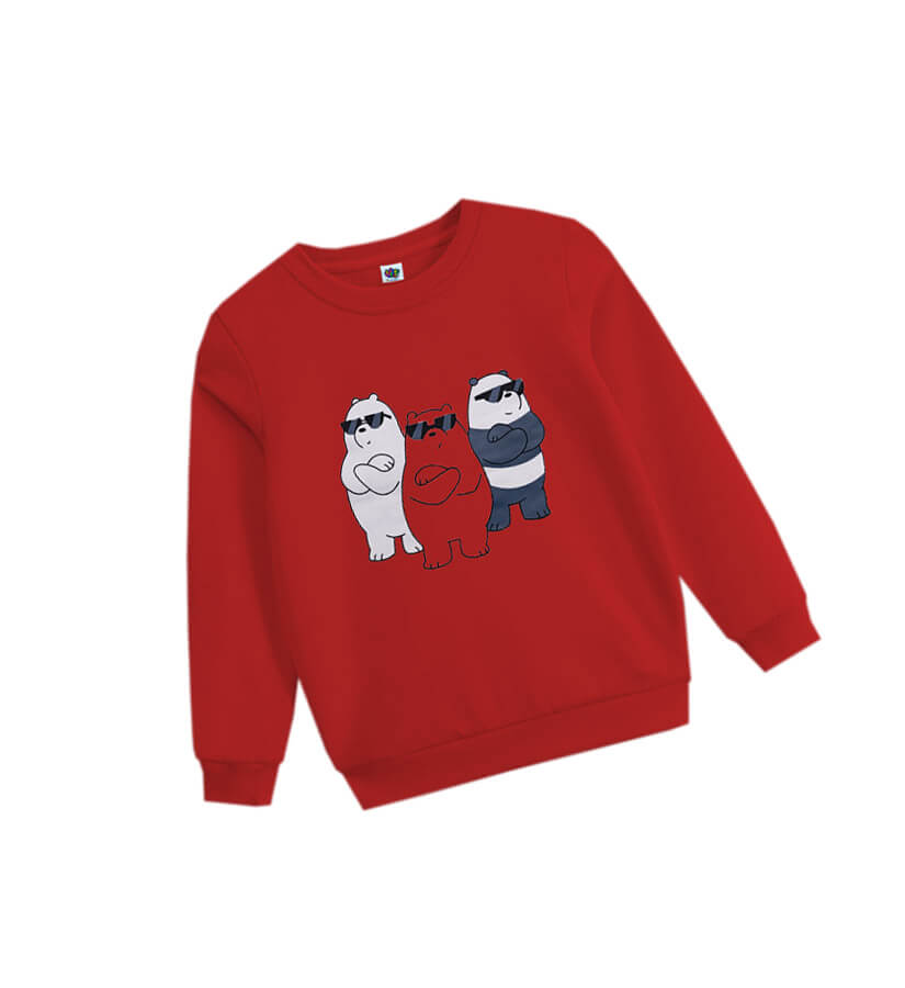 Bear Friends Fleece Sweatshirt - Red-1