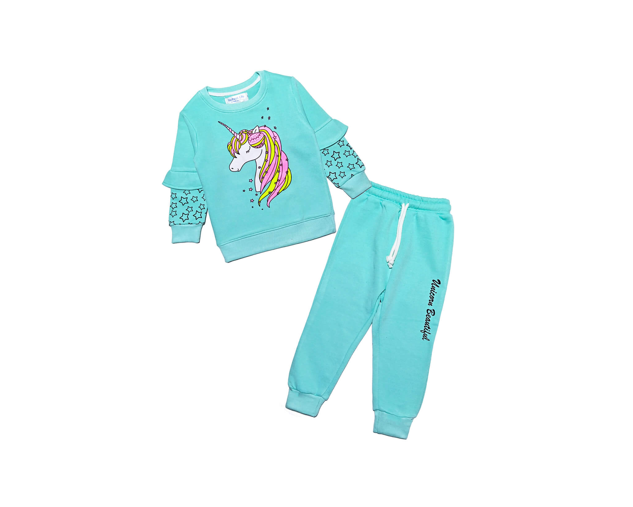 Beautiful Stars frill Sleeves Tracksuit - Aqua-1