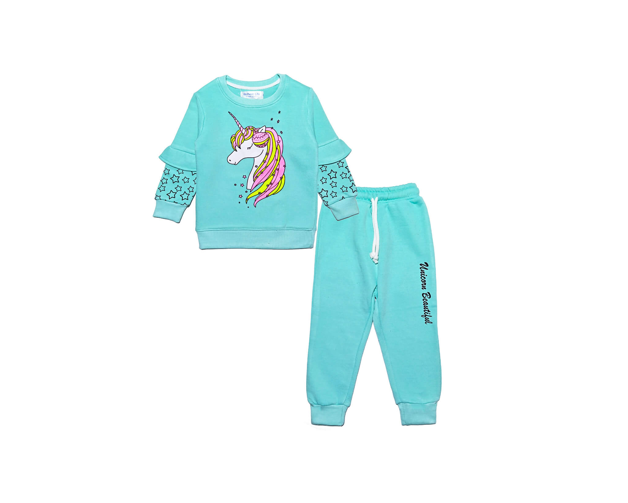 Beautiful Stars frill Sleeves Tracksuit - Aqua