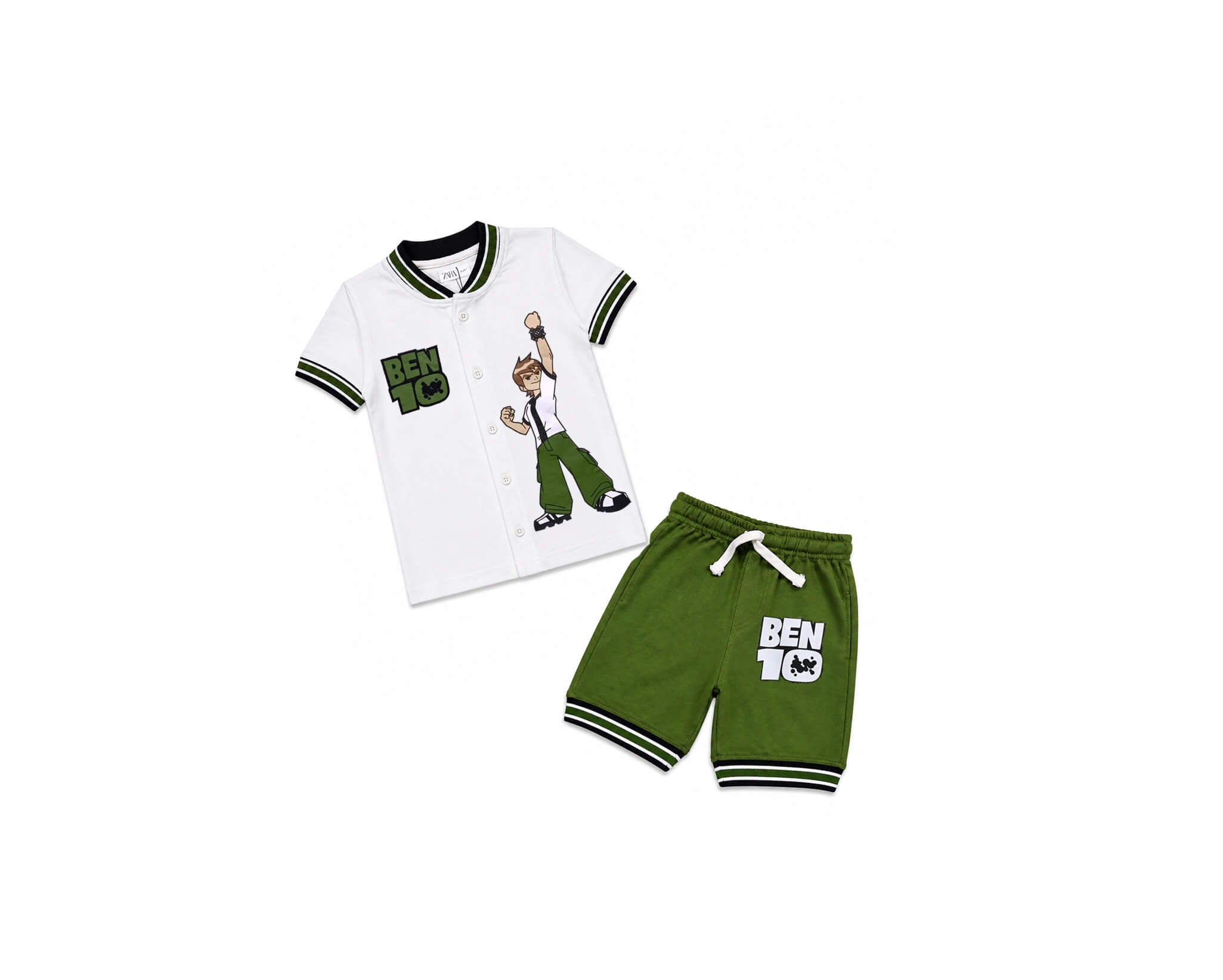 Bentan punch Tee Short -White Green-1