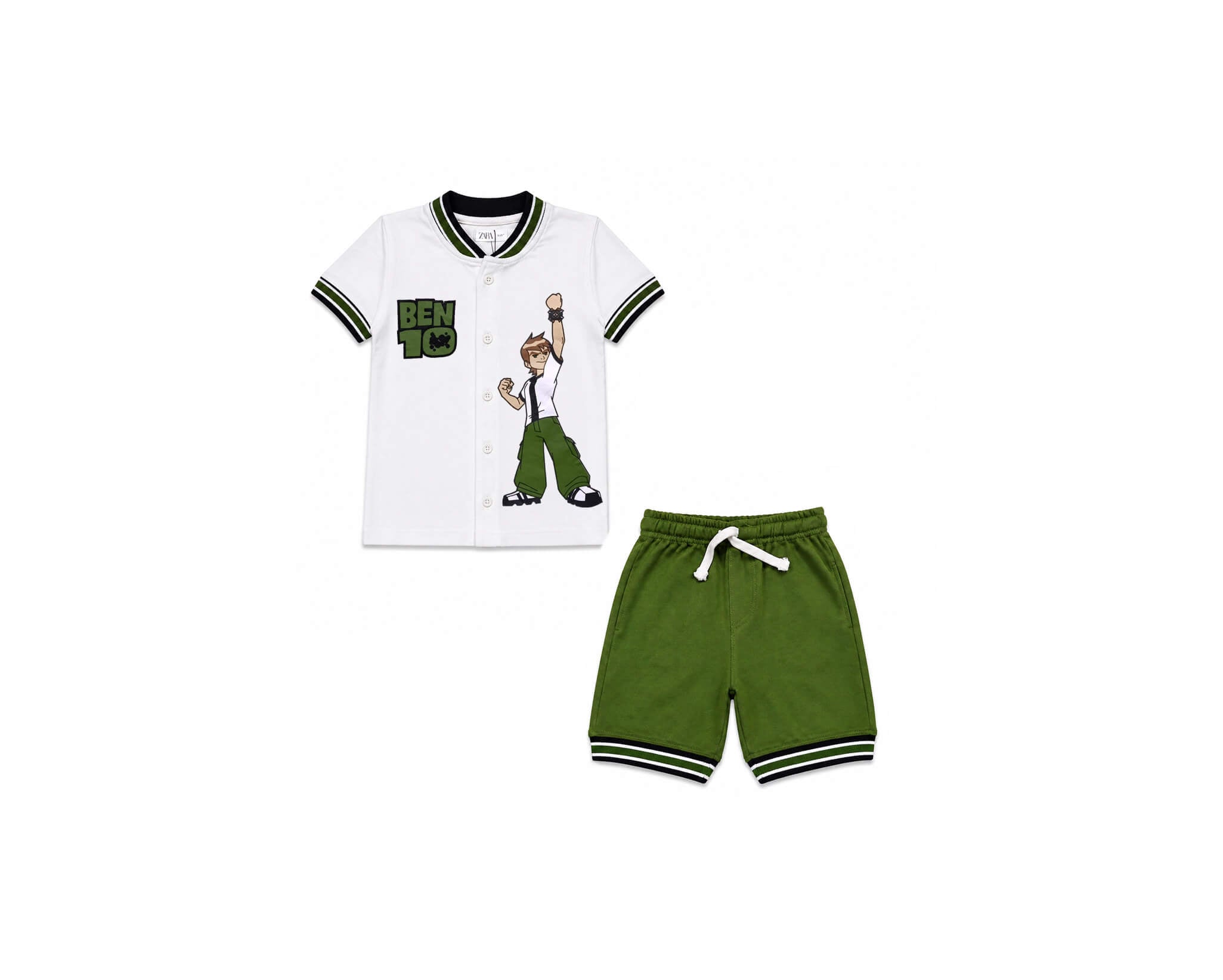 Bentan punch Tee Short -White Green