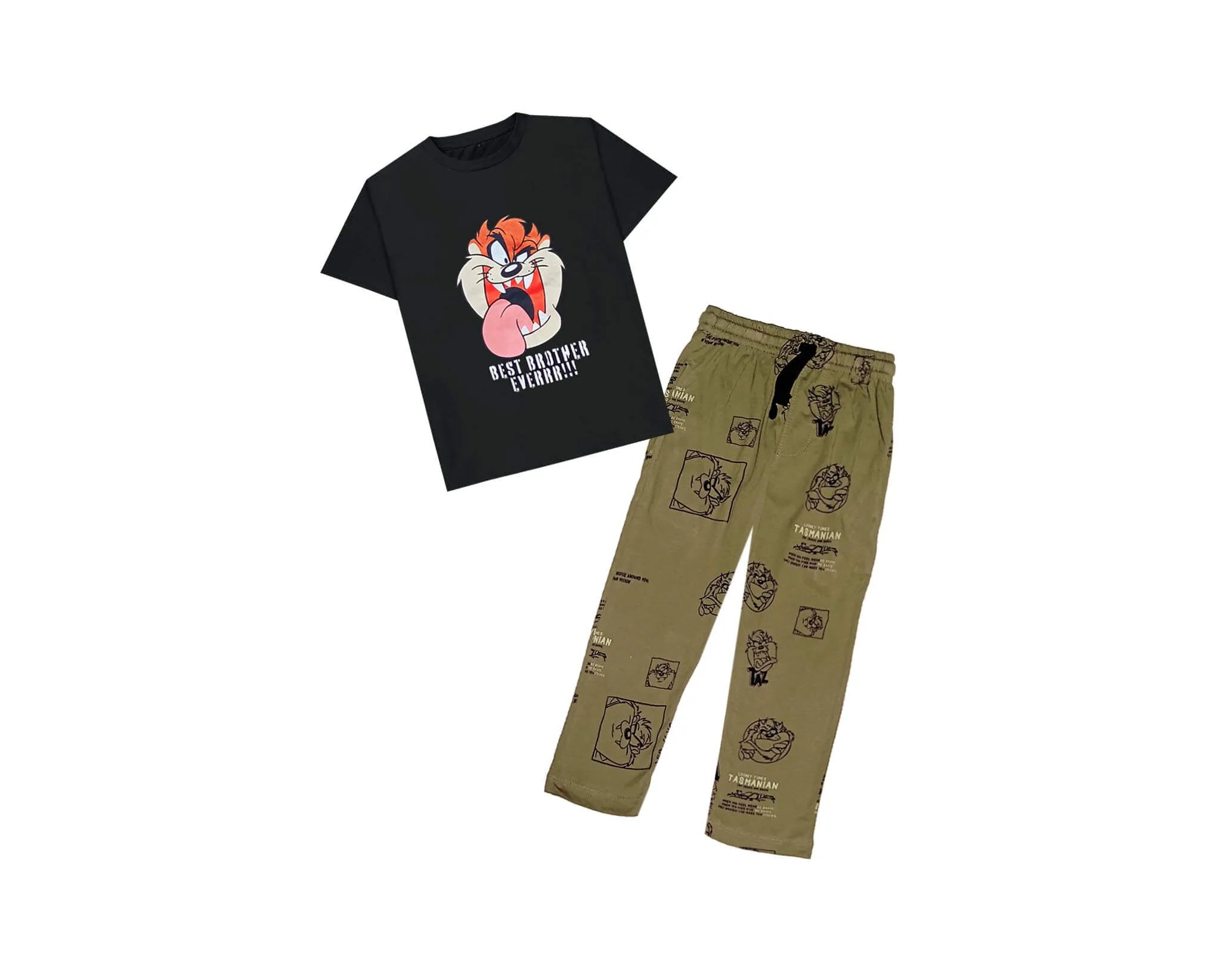 Best Brother Ever Tee &amp; Trouser - Black &amp; Olive Green
