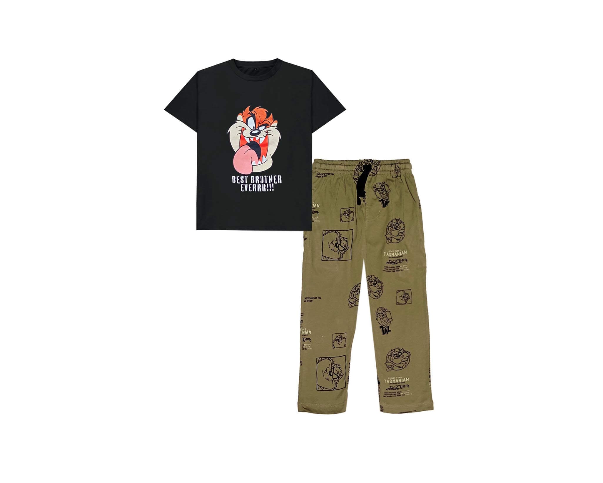 Best Brother Ever Tee &amp; Trouser - Black &amp; Olive Green