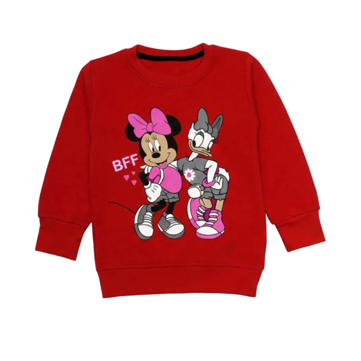 Best Friends Cartoons Fleece Sweat Shirt - Red & Black .