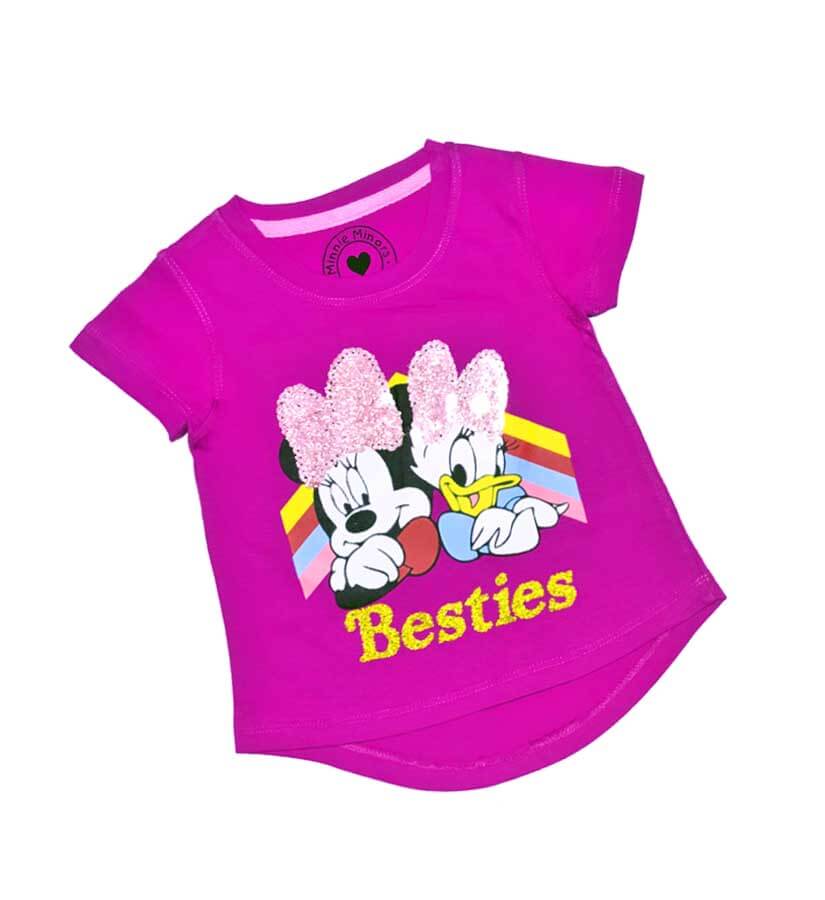 Besties Back Tail Sequence Tee Shirt - Magenta