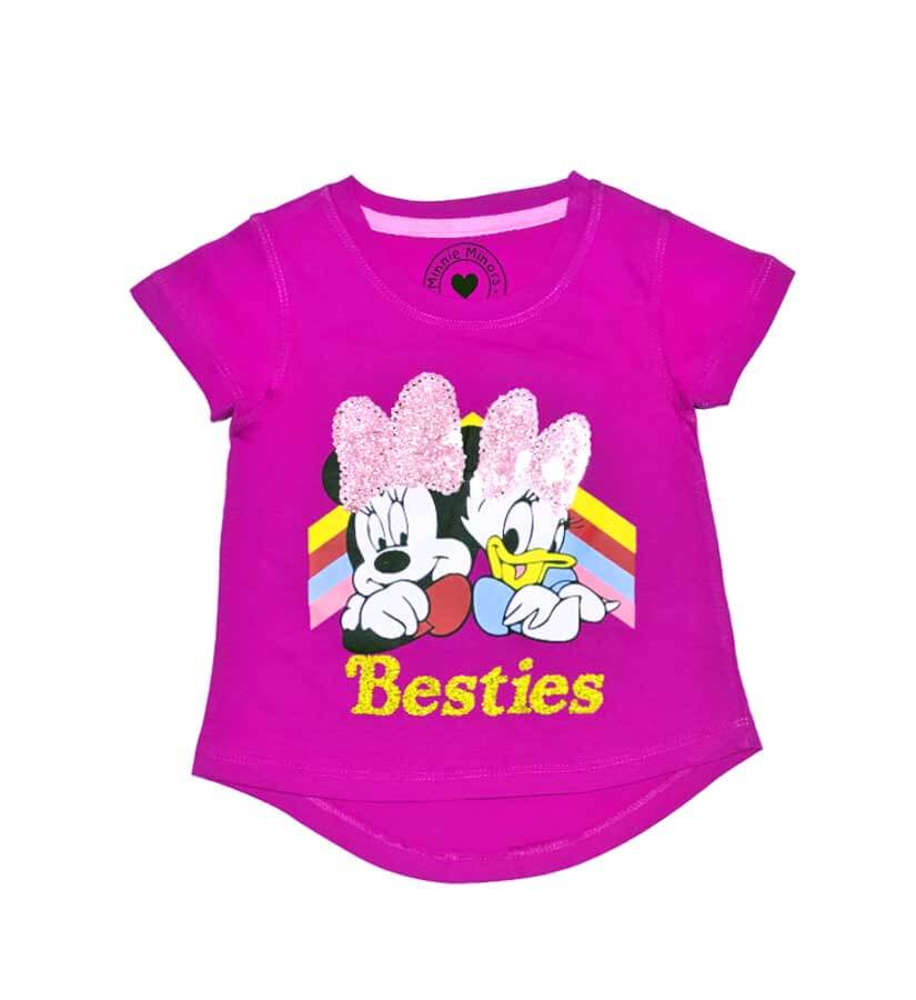 Besties Back Tail Sequence Tee Shirt - Magenta