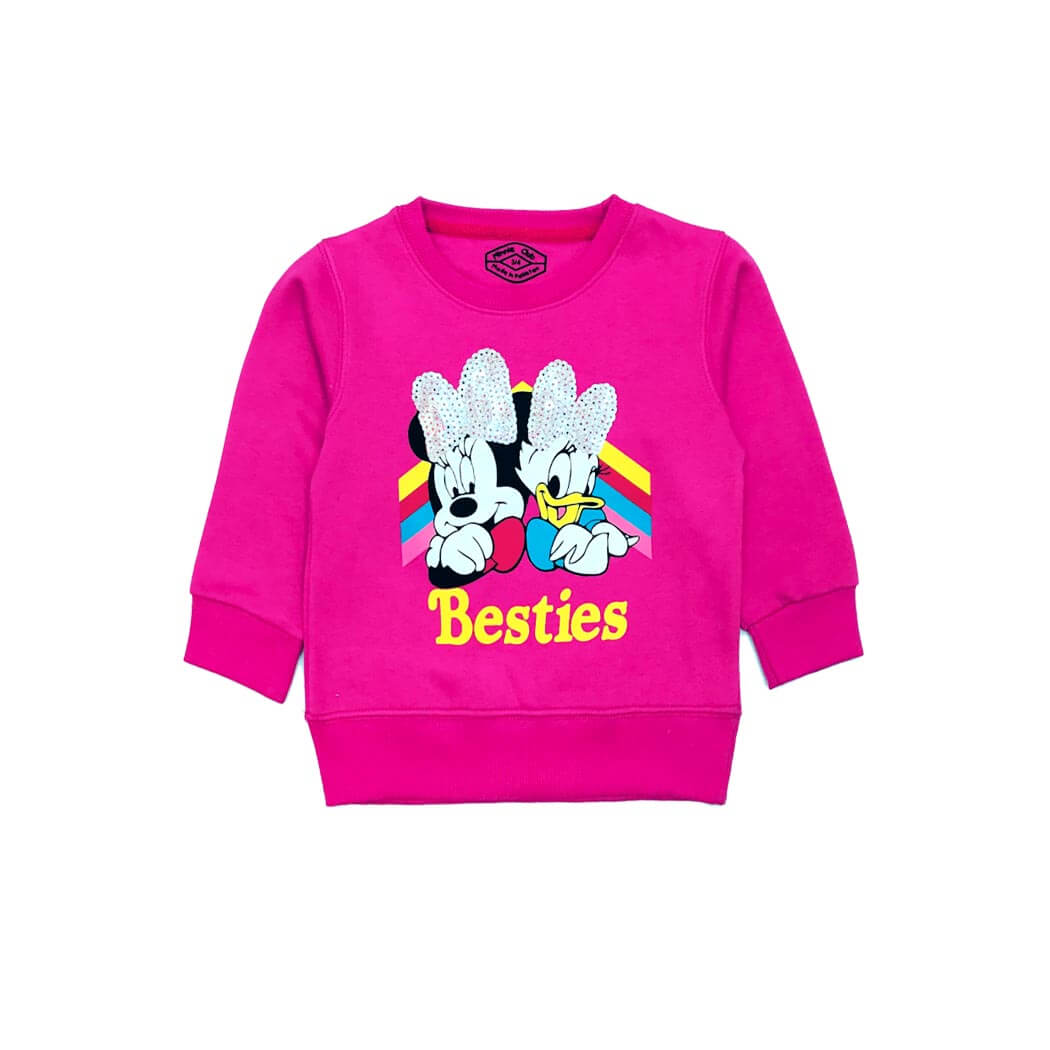 Besties Minnie &amp; Duck Sequence Bow Sweatshirt - Pink